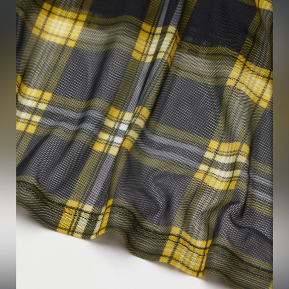 H&M Yellow Plaid Mesh Long Sleeve Dress - Picture 2 of 6